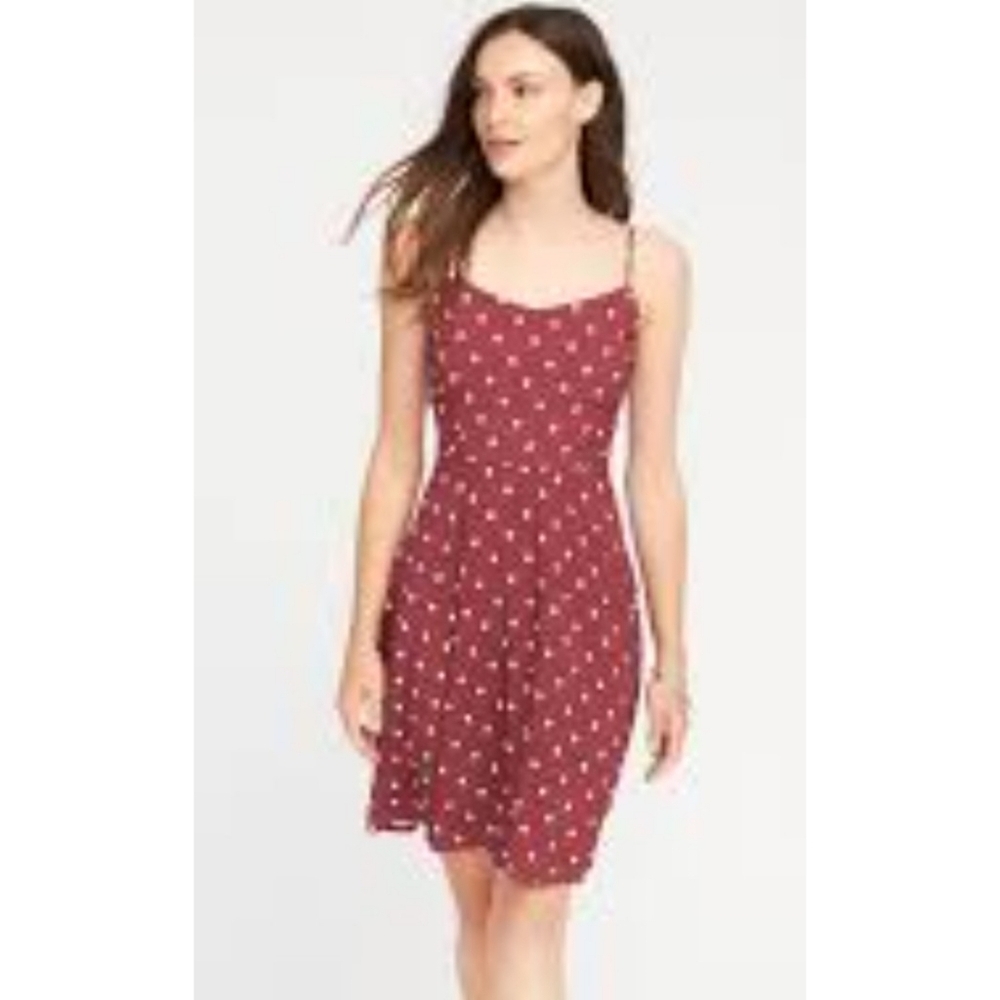 Old Navy Fit & Flare Polka Dot dress Burgundy Size XS